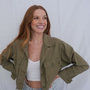 Cropped Twill Jacket